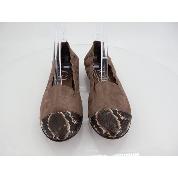 AGL Womens Ballet Flat Women's Size 37 7 Brown Snake Print Leather Slip On Shoes - Picture 3 of 12